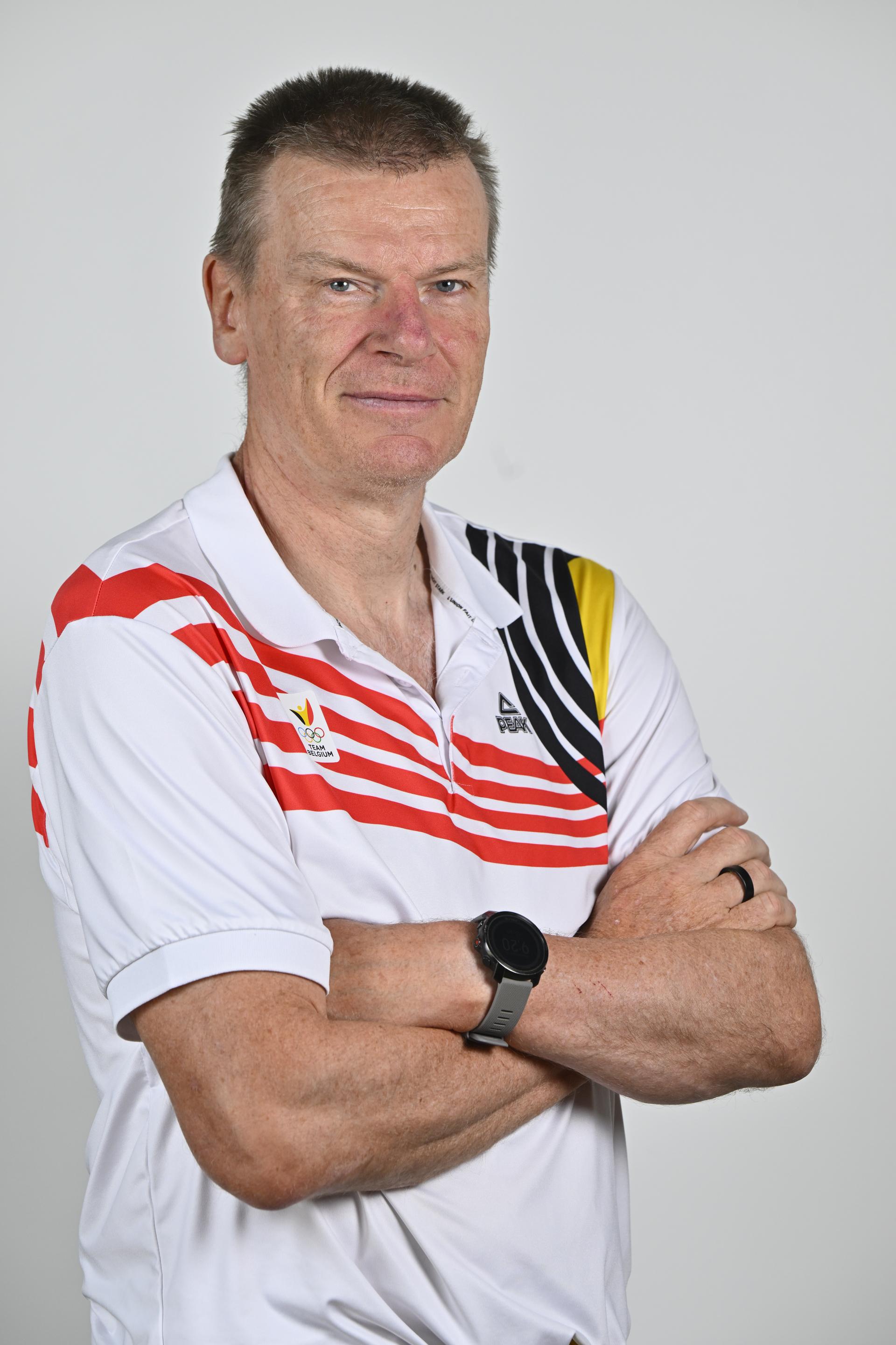 General Official Gert Van Looy poses for the photographer during the annual training camp of Team Belgium (19-25/05), in Rio Maior, Portugal, Friday 23 May 2025. BELGA PHOTO ERIC LALMAND