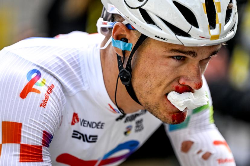 French Emilien Jeanniere of TotalEnergies pictured after the third stage of the 2025 Tour de France cycling, from Valenciennes to Dunkerque (178 km) on Monday 07 July 2025 in France. The 112th edition of the Tour de France starts on Saturday 5 July in Lille, France, and will finish in Paris, France on the 27th of July. BELGA PHOTO JASPER JACOBS