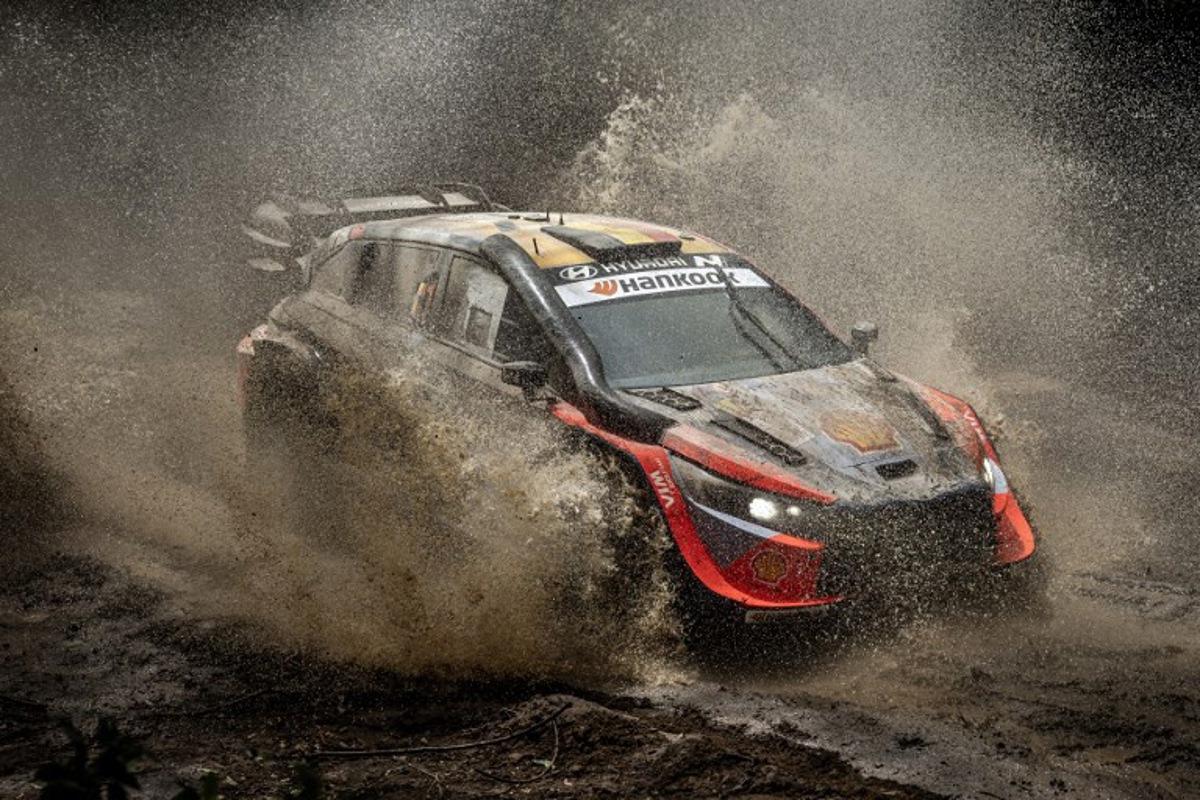 Hyundai Shell Mobis World Rally Team's Belgian driver Thierry Neuville steers his Hyundai i20 N Rally1 with Belgian co-driver Martijn Wydaeghe during the World Rally Championship (WRC) Safari Rally Kenya Special Stage 13 (SS13) in Gilgil on March 22, 2025.  Luis TATO / AFP