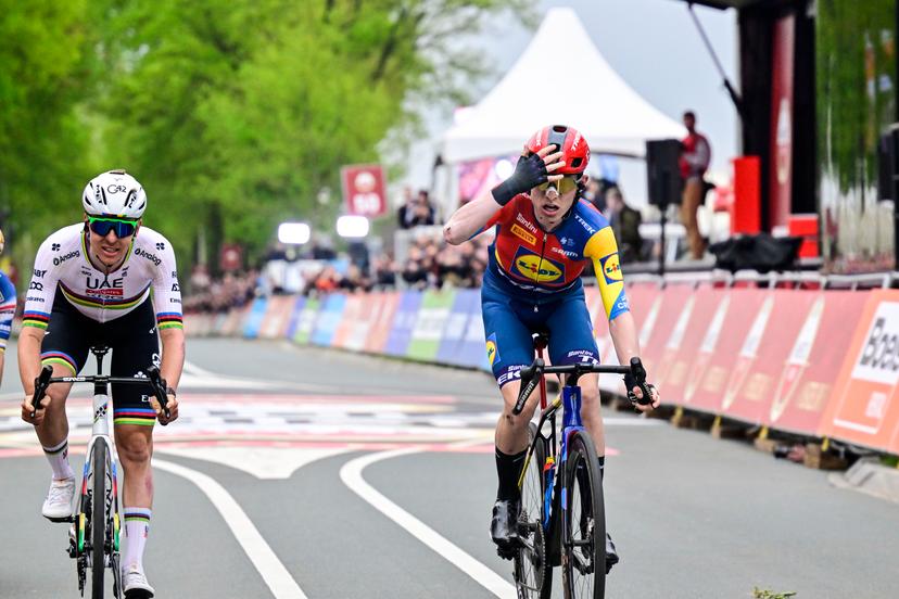 Danish Mattias Skjelmose Jensen of Lidl-Trek wins the men elite 'Amstel Gold Race' one day cycling race, 255,9 km from Maastricht to Valkenburg, The Netherlands, Sunday 20 April 2025. BELGA PHOTO DIRK WAEM
