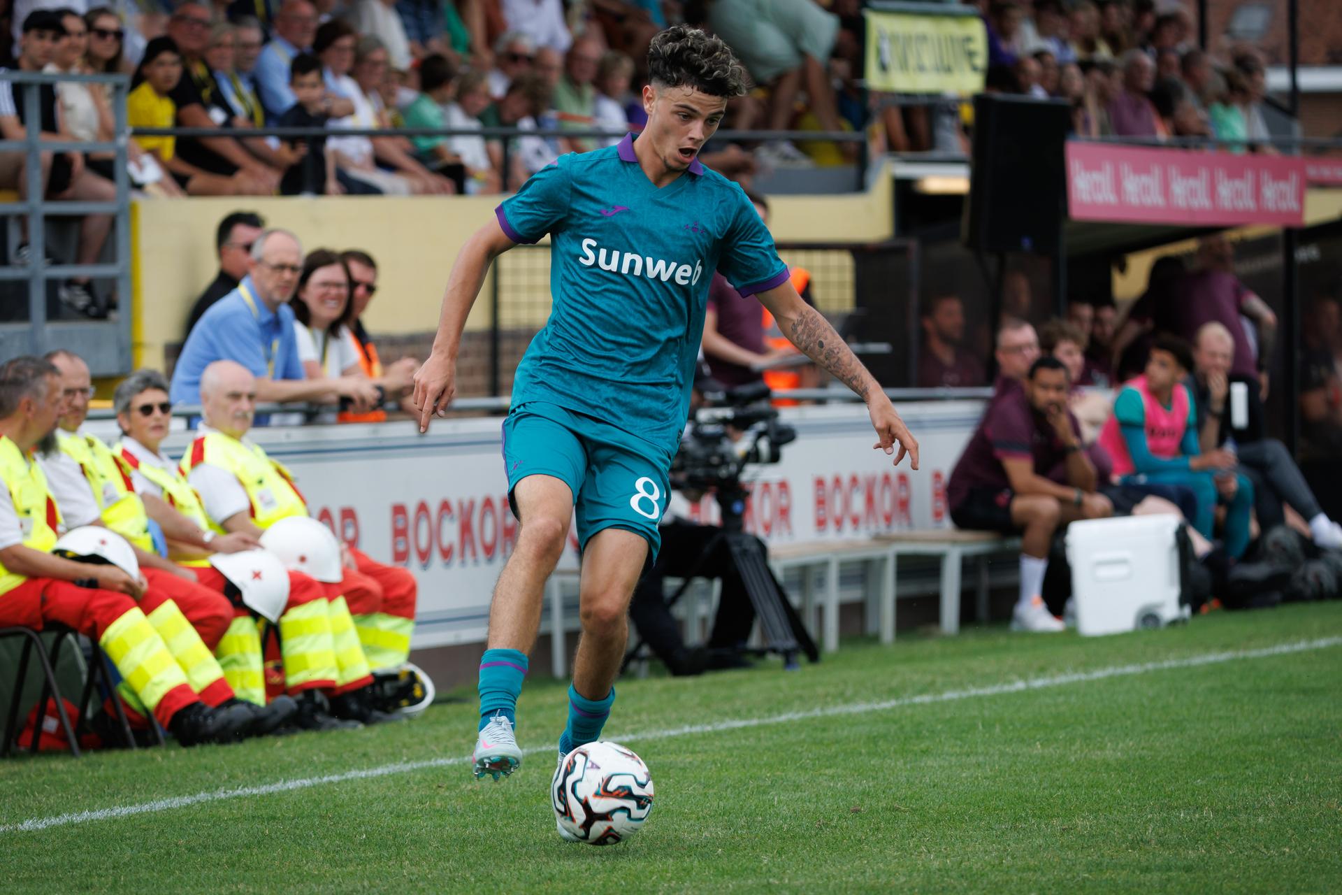 Anderlecht's Tristan Degreef pictured in action during a friendly soccer game between KWSC Lauwe and RSC Anderlecht, Saturday 28 June 2025 in Lauwe, in preparation of the upcoming 2025-2026 season. BELGA PHOTO KURT DESPLENTER