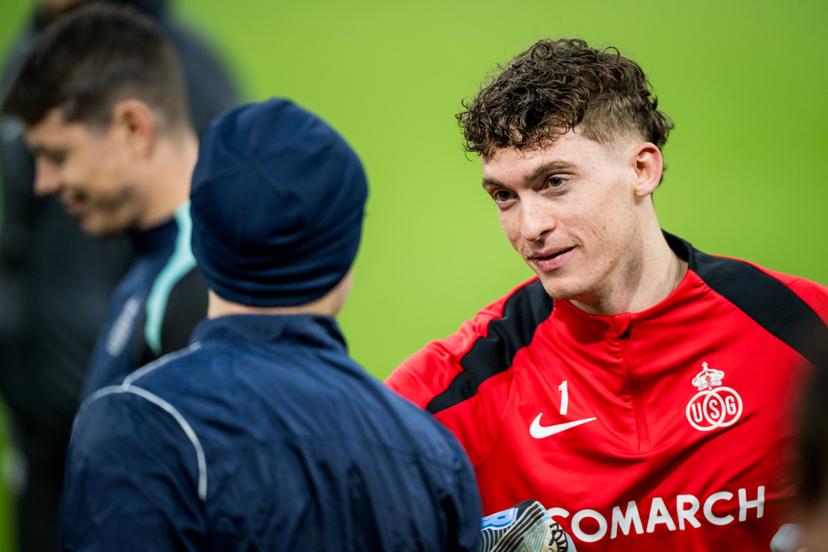 Union's goalkeeper Vic Chambaere pictured during a training session of Belgian soccer team Royale Union Saint-Gilloise, on Wednesday 19 February 2025 in Amsterdam, the Netherlands. Tomorrow the team is playing against Dutch AFC Ajax, in the return leg of the Knockout phase play-offs of the UEFA Europa League competition. BELGA PHOTO JASPER JACOBS