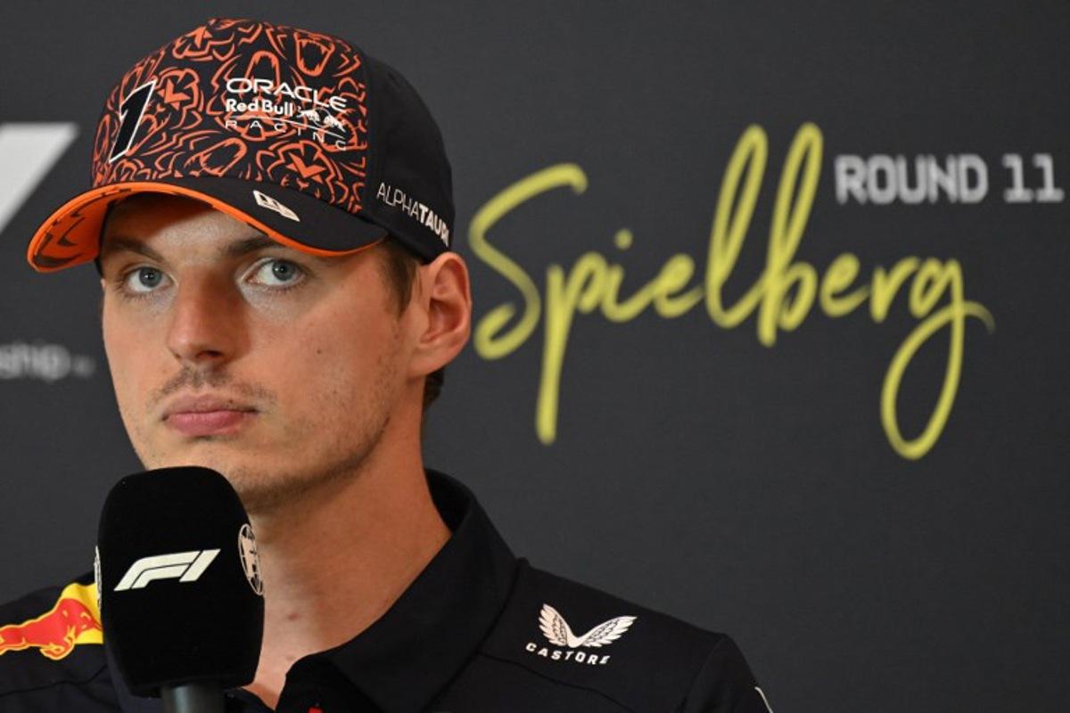 Red Bull's Dutch driver Max Verstappen addresses a press conference at the Red Bull Ring race track in Spielberg, Austria, on June 26, 2025, ahead of the Formula One Austrian Grand Prix.   Andrej ISAKOVIC / AFP