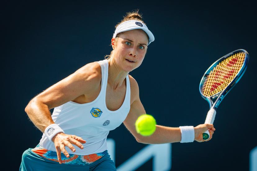 Belgian Marie Benoit pictured during a women's qualifying singles second round game between Belgian Marie Benoit and Polish Maja Chwalinska, at the 'Australian Open' Grand Slam tennis tournament, Wednesday 08 January 2025 in Melbourne Park, Melbourne, Australia. The 2025 edition of the Australian Grand Slam takes place from January 12th to January 26th. Benoit lost her second game 1-6, 6-3, 1-6. BELGA PHOTO PATRICK HAMILTON