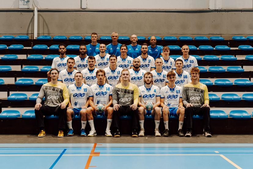 ATTENTION EDITORS - HANDOUT PICTURES - EDITORIAL USE WITH STORY ON HANDBALL ONLY - MANDATORY CREDIT 'HC VISE BM - QUENTIN MOONEN'  Undated handout picture released on Friday 22 September 2023 by handball team HC Vise BM shows their players posing for a team picture.  *** Belga and Belga Editorial Board decline all responsibility regarding the content of this picture. *** BELGA PHOTO HAND OUT HC VISE BM - QUENTIN MOONEN