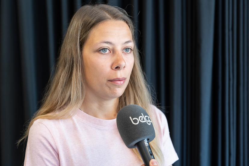 Belgian Shari Bossuyt of Canyon-SRAM pictured during a press conference concerning the positive doping test of Bossuyt, in Zwevegem, Monday 05 June 2023. Cyclist Bossuyt has tested positive during a doping test and is temporarily suspended by her team Canyon/Sram Racing team. Bossuyt, 22, delivered a positive check on March 19 after winning stage three in the Tour of Normandy in Caen. The test conducted by the French anti-doping agency AFLD found traces of letrozole metabolite in her urine. BELGA PHOTO JAMES ARTHUR GEKIERE