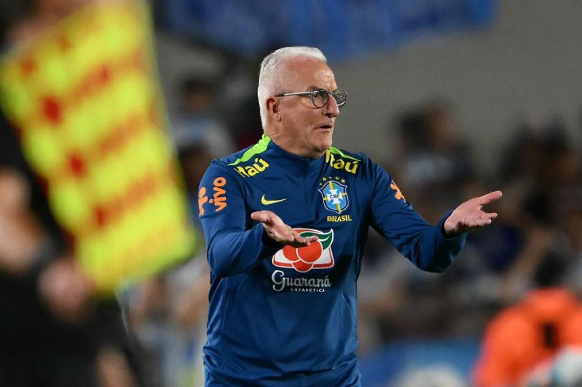 Brazil's head coach Dorival Junior gestures during the 2026 FIFA World Cup South American qualifiers football match between Argentina and Brazil at the Mas Monumental stadium in Buenos Aires on March 25, 2025.  Luis ROBAYO / AFP