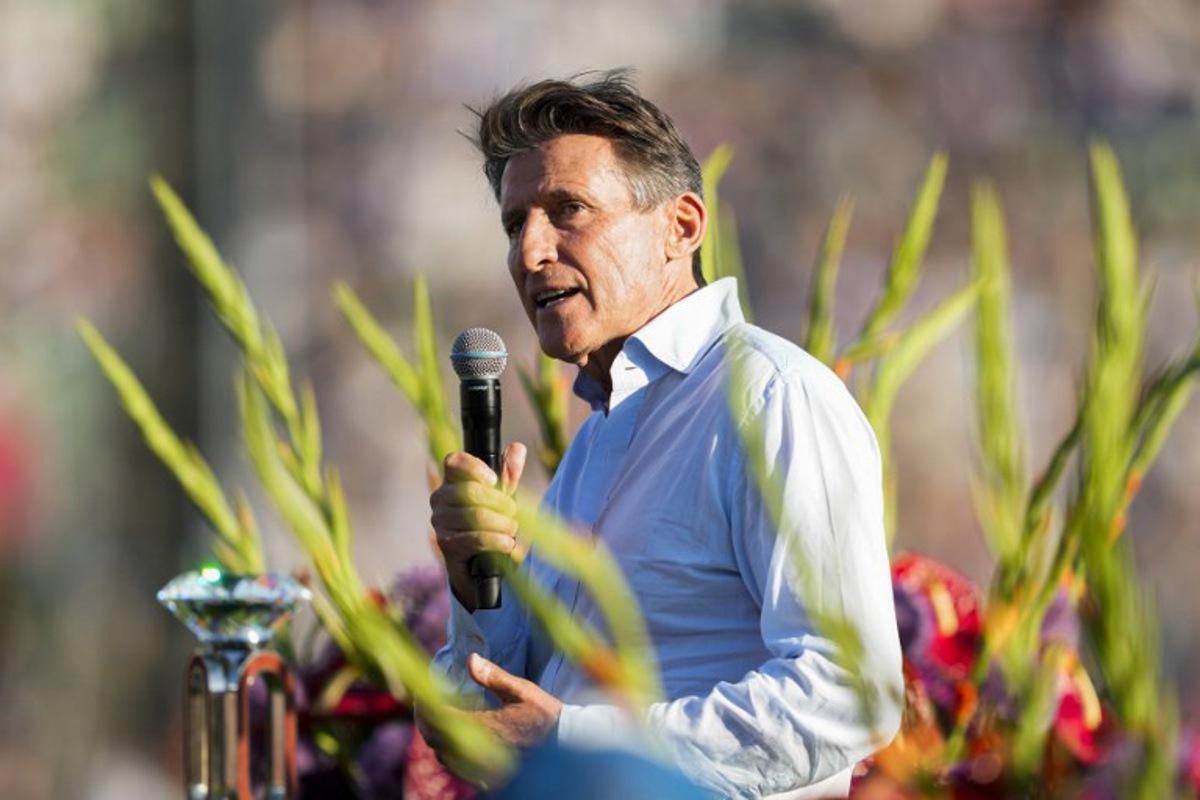 President of the International Association of Athletics Federations Sebastian Coe speaks during the Oslo Diamond League Bislett Games 2025 at Bislett Stadium in Oslo, Norway on June 12, 2025.  Fredrik Varfjell / NTB / AFP