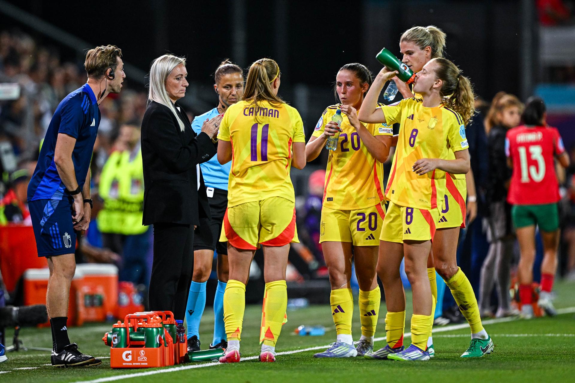 Elisabet GUNNARSDOTTIR head coach of Belgium during the women's UEFA Euro 2025 match between Portugal and Belgium at Stade de Tourbillon on July 11, 2025 in Sion, Switzerland. (Photo by Baptiste Fernandez/Icon Sport) BENELUX ONLY