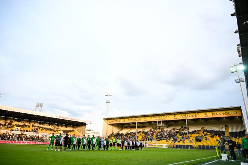 Illustration picture show the start of a soccer match between KSC Lokeren-Temse and Royal Francs Borains, in Lokeren, on day 2 of the 2024-2025 'Challenger Pro League' 1B second division of the Belgian championship, Friday 23 August 2024. BELGA PHOTO TOM GOYVAERTS