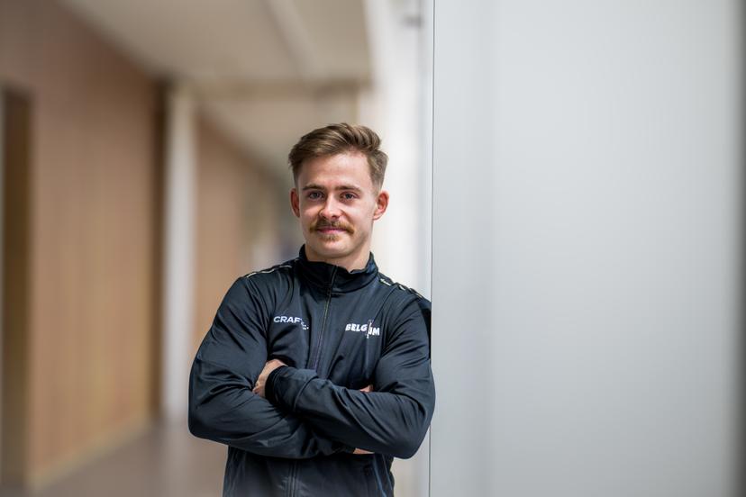 Belgian gymnast Nicola Cuyle poses for the photographer at a press conference to announce the Belgian men's and women's teams that will participate in the European Artistic Gymnastics Championships in Leipzig (26-31/05), in Gent, on Wednesday 21 May 2025. BELGA PHOTO JASPER JACOBS