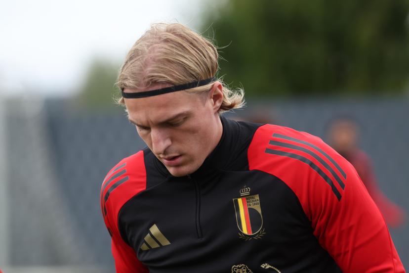 Belgium's Sebastiaan Bornauw pictured during a training session of the Belgian national soccer team Red Devils, at the Royal Belgian Football Association's training center, in Tubize, Wednesday 09 October 2024. The Red Devils are playing against Italy on Thursday, for the UEFA Nations League 2025. BELGA PHOTO VIRGINIE LEFOUR