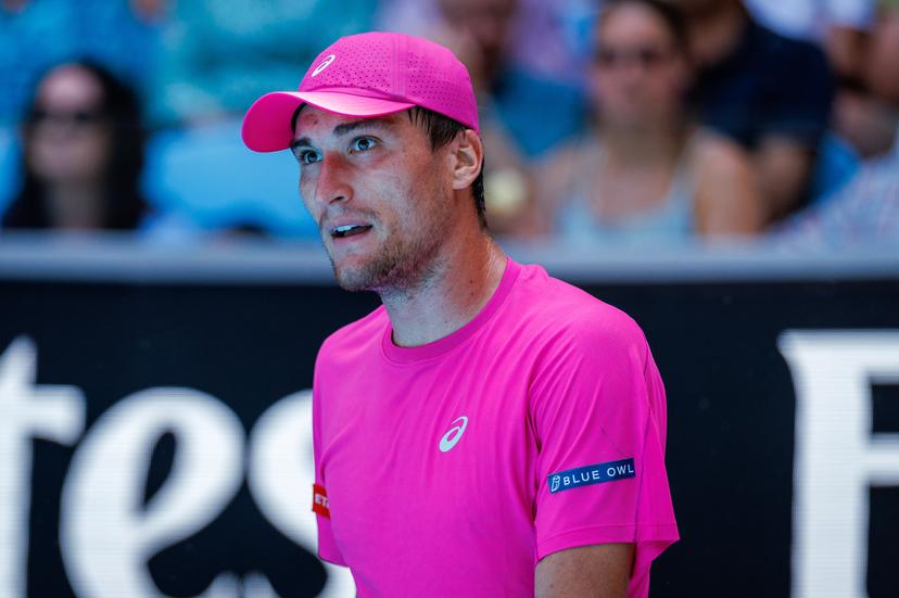 Belgium's Raphael Collignon (ATP 72) pictured in action during a first round match against Italy's Musetti (ATP 5) in the men singles at the Australian Open, Melbourne Park, Melbourne on Tuesday 20 January 2026.  BELGA PHOTO PATRICK HAMILTON  --- BENELUX ONLY   ---