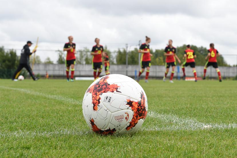 Illustration picture shows the WEURO17 ball a training session of the Belgian national women's soccer team Red Flames, on Monday 10 July 2017 in Tubize. The Red Flames are preparing for the Women's European Championship 2017 in the Netherlands. BELGA PHOTO DAVID CATRY