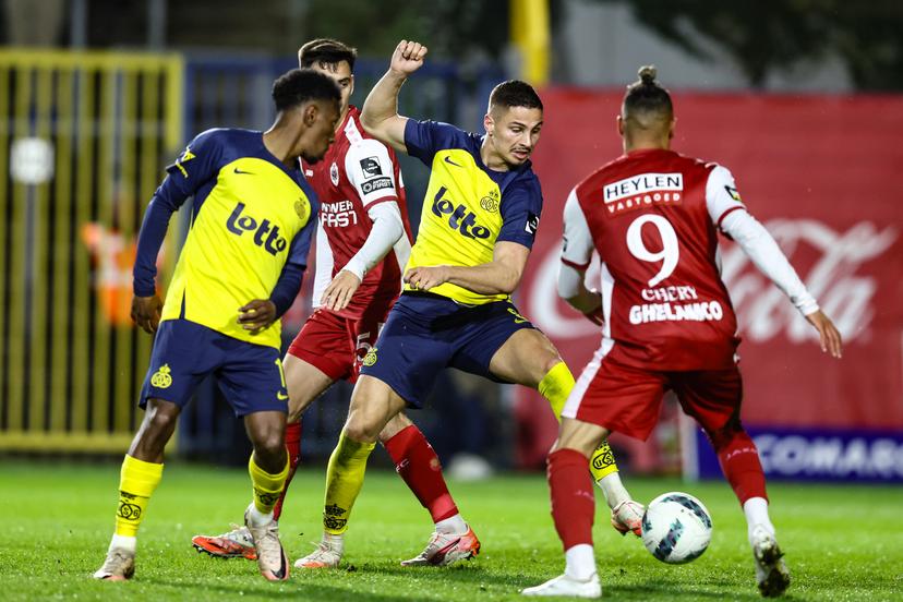 Union's Franjo Ivanovic pictured in action during a soccer match between Royale Union Saint-Gilloise and Royal Antwerp FC, Saturday 29 March 2025 in Brussels, on day 1 (out of 10) of the Champions' Play-offs of the 2024-2025 'Jupiler Pro League' first division of the Belgian championship. BELGA PHOTO BRUNO FAHY