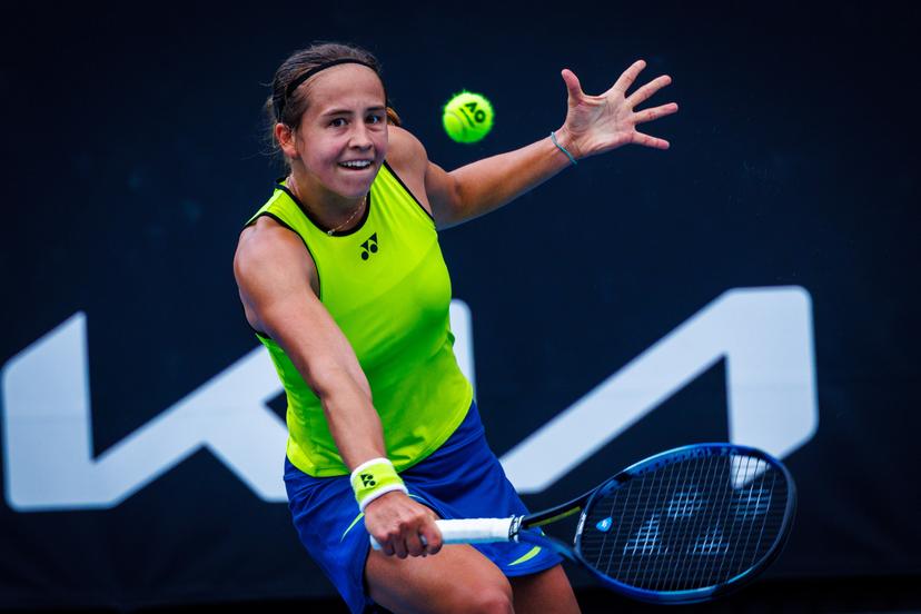 Belgium¿s Hanne Vandewinkel during a qualifying match against USA¿s Carol Young Suh at the Australian Open, Melbourne Park, Melbourne, January 13, 2026.    Photo by Patrick Hamilton/SIPA USA) ---  BENELUX ONLY     ---