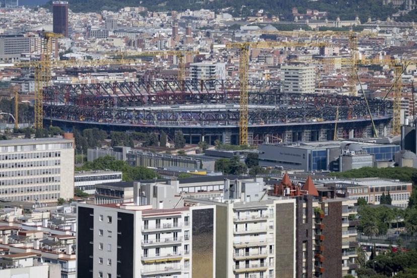 A general view shows the construction site of the Camp Nou Stadium in Barcelona on May 23, 2025.   Josep LAGO / AFP