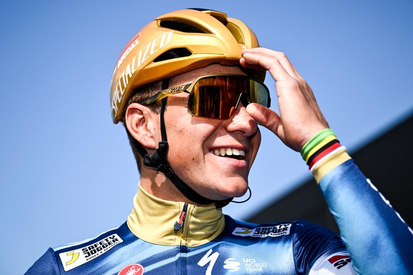 Belgian Remco Evenepoel of Soudal Quick-Step pictured at the start of the men elite 'Amstel Gold Race' one day cycling race, 255,9 km from Maastricht to Valkenburg, The Netherlands, Sunday 20 April 2025. BELGA PHOTO DIRK WAEM