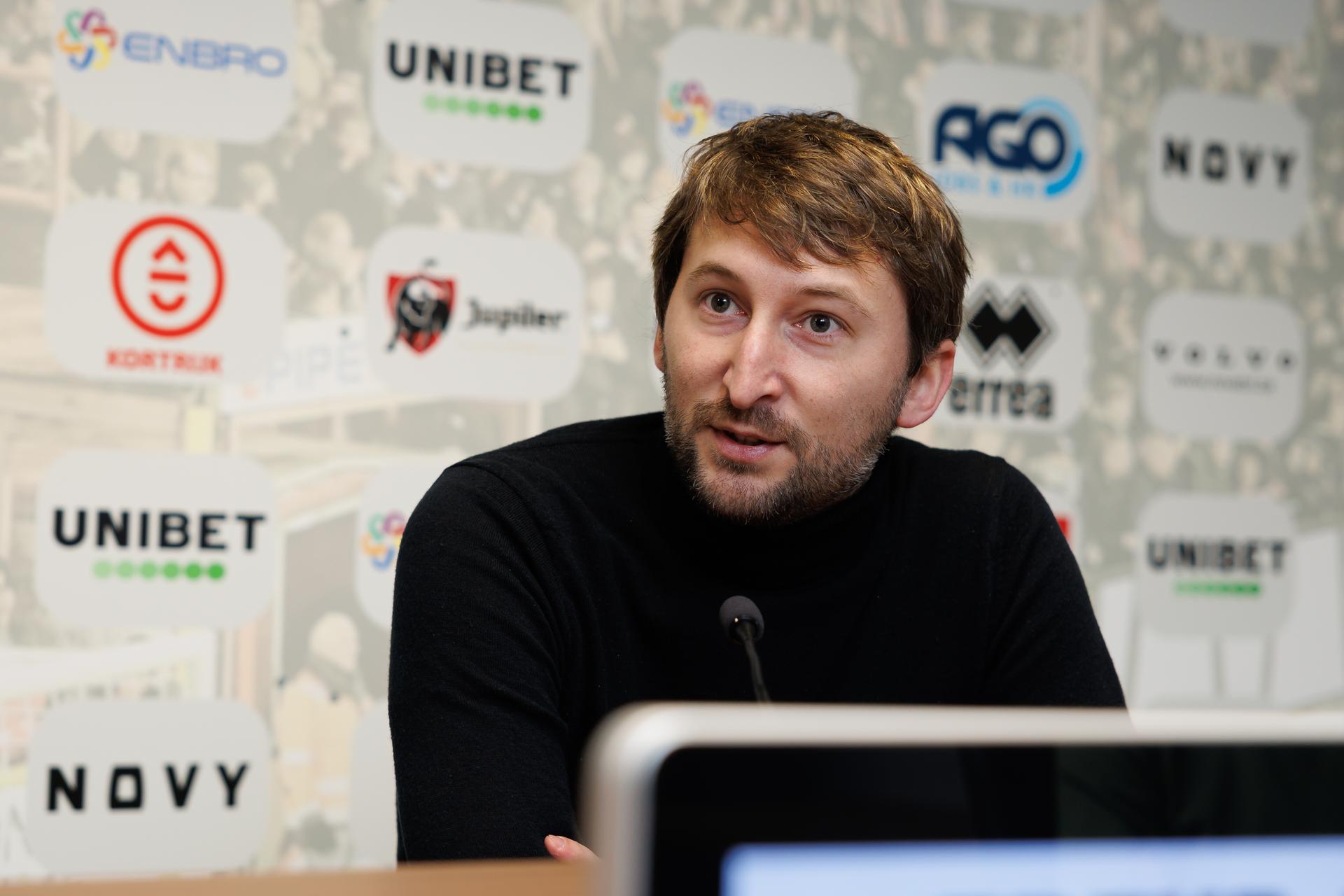 Kortrijk's CEO Sports Pieter Eecloo pictured during a press conference of Belgian first division soccer team KV Kortrijk to present its new coach, Friday 05 January 2024 in Kortrijk. BELGA PHOTO KURT DESPLENTER