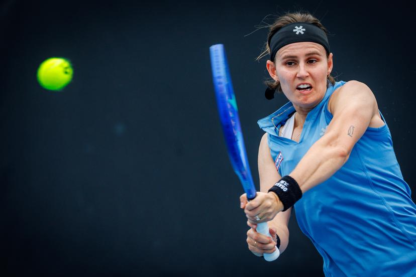 Belgium's Greet Minnen pictured in action during a third round qualifying match against Poland's Linda Klimovicova in the women singles at the Australian Open, Melbourne Park, Melbourne on Thursday 15 January 2026.  BELGA PHOTO PATRICK HAMILTON  --- BENELUX ONLY   ---