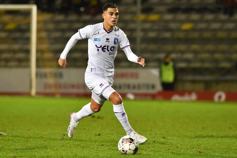 Beerschot's Ilias Sebaoui pictured in action during a soccer match between Lierse Kempenzonen and Beerschot VA, Saturday 04 February 2023 in Lier, on day 21 of the 2022-2023 'Challenger Pro League' 1B second division of the Belgian championship. BELGA PHOTO JILL DELSAUX