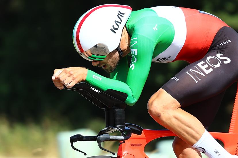 Italian Filippo Ganna of Ineos Grenadiers pictured in action during the third stage of the Baloise Belgium Tour cycling race, a 9,7km individual time trial from Tessenderlo to Ham, Friday 20 June 2025. The Baloise Belgium Tour takes place from 18 to 22 June. BELGA PHOTO DAVID PINTENS