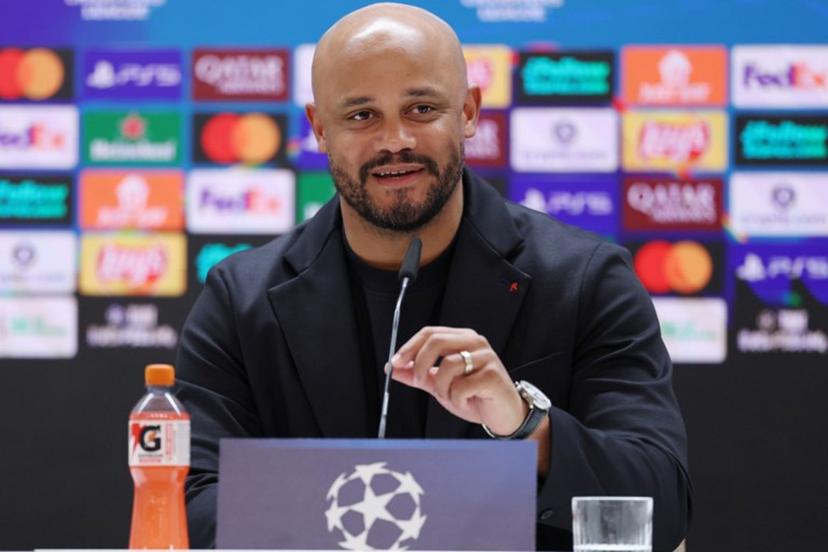 Bayern Munich's Belgian coach Vincent Kompany gives a press conference on the eve of the UEFA Champions League quarter final first leg football match against Real Madrid CF, at Santiago Bernabeu Stadium in Madrid, on April 6, 2026.  Thomas COEX / AFP