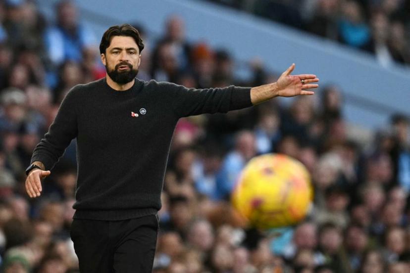 Southampton's Scottish head coach Russell Martin gestures on the sideline during the English Premier League football match between Manchester City and Southampton at the Etihad Stadium in Manchester, north west England, on October 26, 2024. Manchester City won the game 1-0. Oli SCARFF / AFP