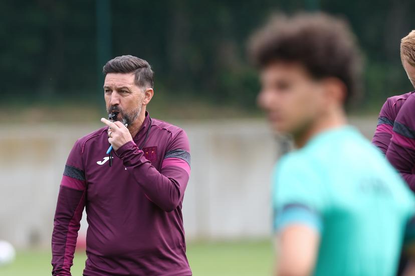 Anderlecht's head coach Besnik Hasi pictured during a training session of Belgian soccer team RSC Anderlecht, Tuesday 24 June 2025 in Neerpede, in preparation of the upcoming 2025-2026 Belgian first division soccer season. BELGA PHOTO BRUNO FAHY