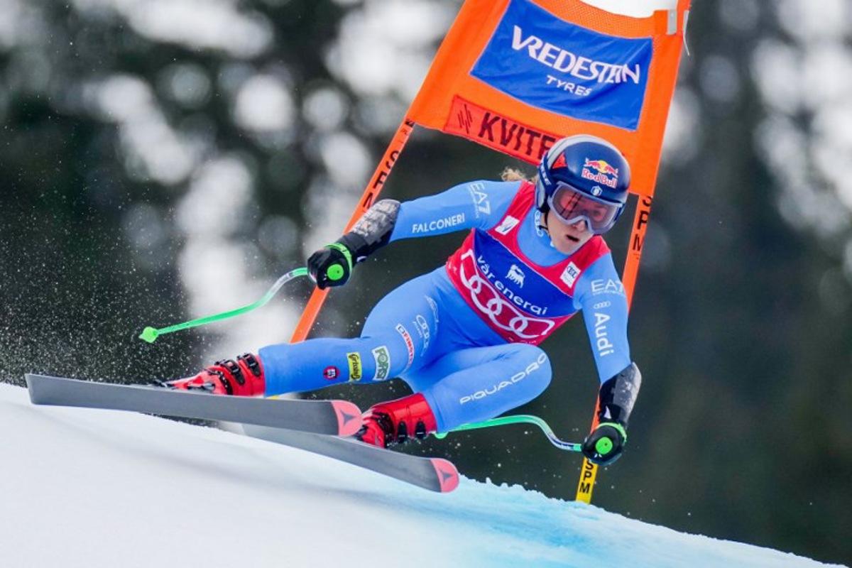 Italy's Sofia Goggia competes during the women's FIS Ski World Cup super-G event in Kvitfjell, near Lillehammer, Norway on March 22, 2026.  Cornelius Poppe / NTB / AFP
