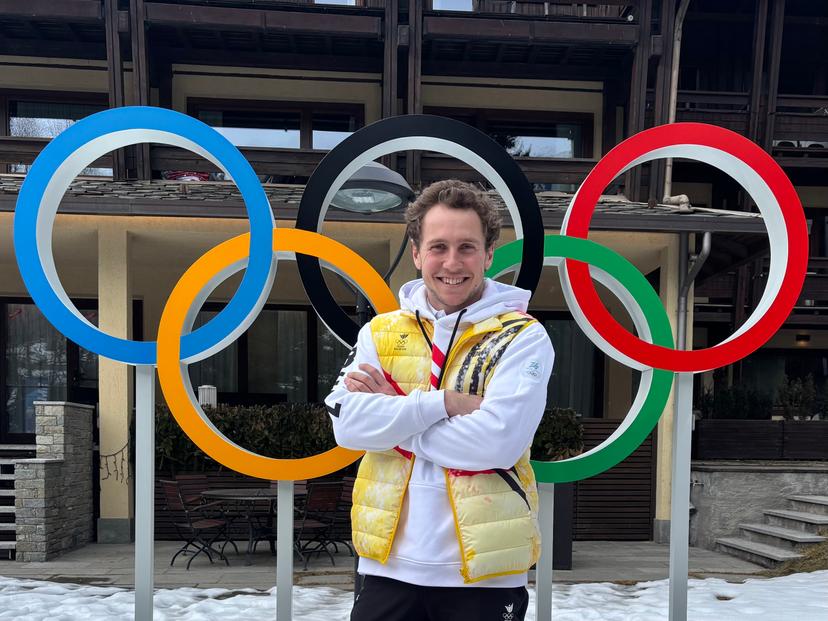 ATTENTION EDITORS - HANDOUT PICTURES - EDITORIAL USE ONLY - MANDATORY CREDIT BOIC-COIB    -      Handout pictures released on Thursday 12 February 2026, by the Belgian International and Olympic Committee shows Belgian skier Sam Maes posing for portrait in Bormio, at the Milano Cortina 2026 Olympic Winter Games.  *** Belga and Belga Editorial Board decline all responsibility regarding the content of this picture. *** PHOTO MELINEE DE VARTAVAN - HAND OUT  BOIC-COIB