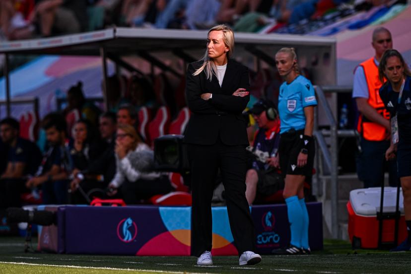Elisabet GUNNARSDOTTIR head coach of Belgium during the women's UEFA Euro 2025 match between Belgium and Italy at Stade de Tourbillon on July 3, 2025 in Sion, Switzerland. (Photo by Baptiste Fernandez/Icon Sport) BELGIUM ONLY