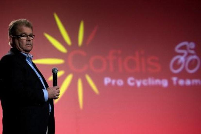Yvon Sanquer, manager of Cofidis cycling team is pictured during the team's official presentation, on January 25, 2013 in Paris. AFP PHOTO /JOEL SAGET