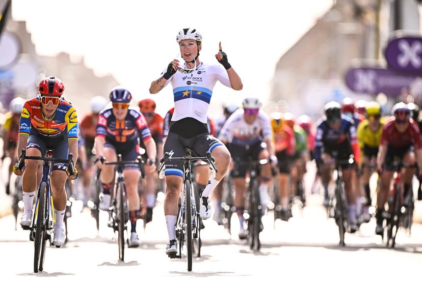 Dutch Lorena Wiebes of SD Worx-Protime wins the women elite 'Gent-Wevelgem - In Flanders Fields' one day cycling race, 169.1 km from Ieper to Wevelgem, Sunday 30 March 2025. BELGA PHOTO JASPER JACOBS