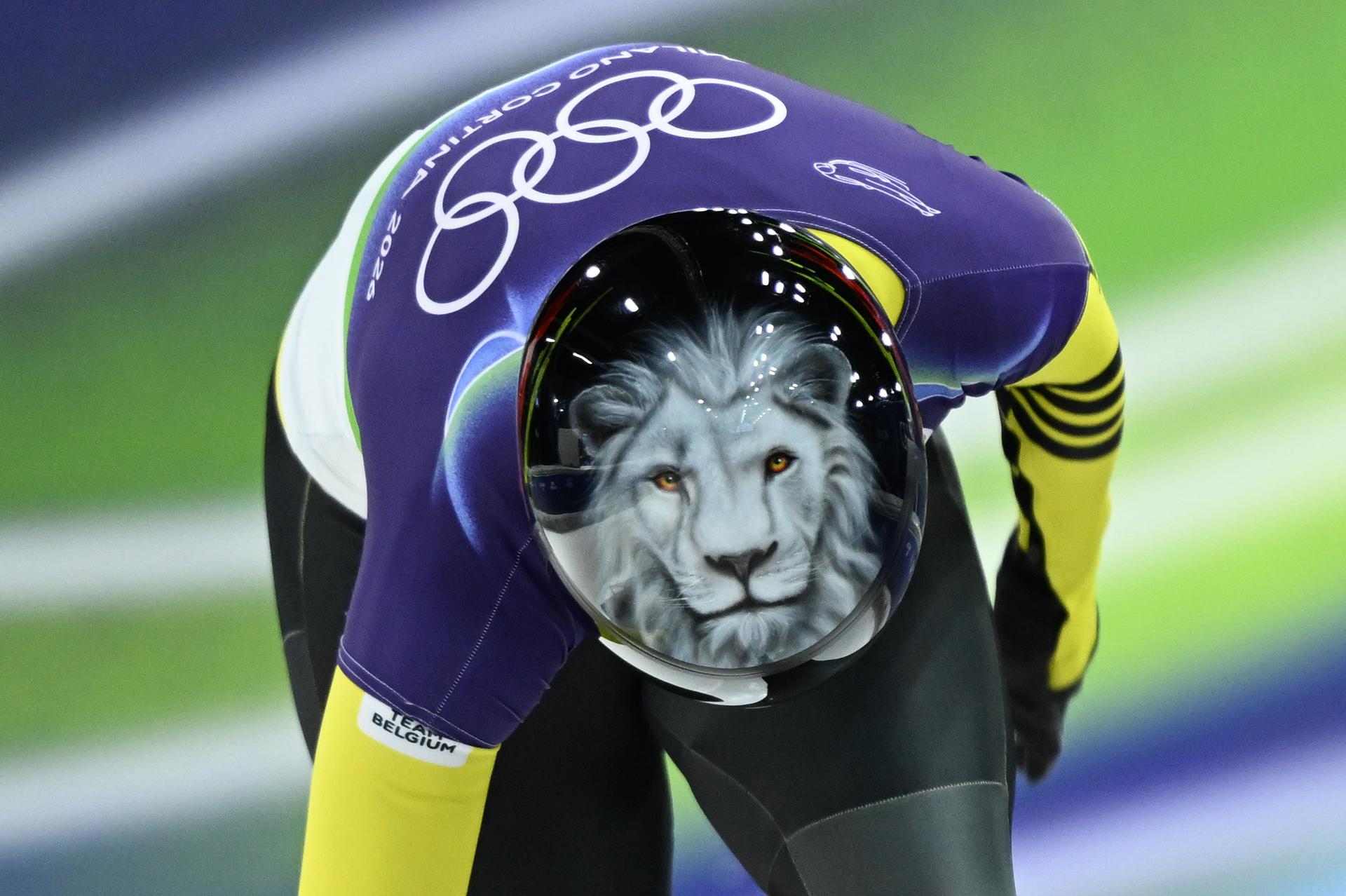 Belgian Kim Meylemans pictured in action during the first heat of the women's Skeleton competition at the Milano Cortina 2026 Olympic Winter Games, on Friday 13 February 2026, at the Cortina Sliding Centre in Cortina dÕAmpezzo, Italy. The XXV Winter Olympics take place from 6 to 22 February 2026 in Italy. BELGA PHOTO ANTHONY BEHAR - BENELUX ONLY