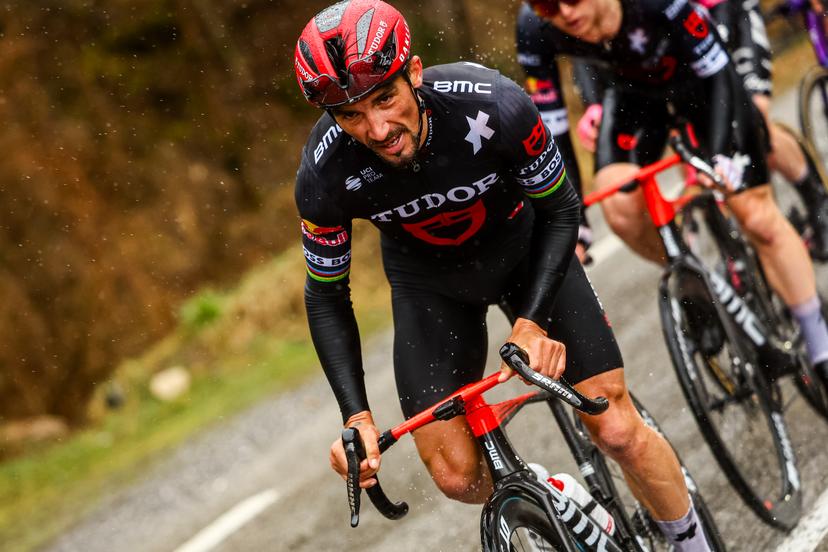 French Julian Alaphilippe of Tudor Pro Cycling Team pictured in action during stage seven of the 83th edition of the Paris-Nice cycling race, 147,8 km from Nice to Auron, France, Saturday 15 March 2025. BELGA PHOTO DAVID PINTENS