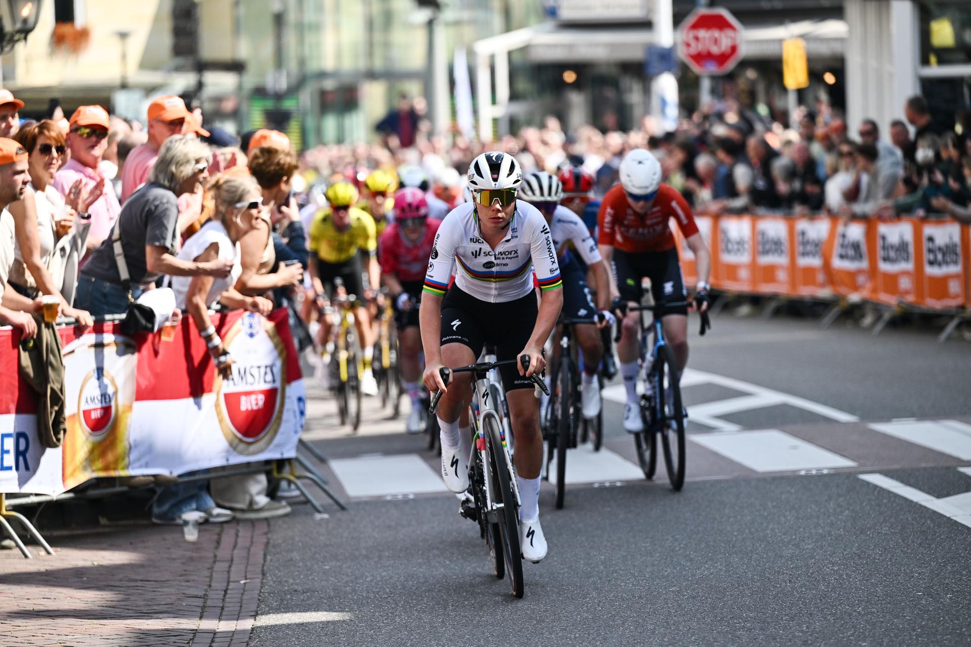 Belgian Lotte Kopecky of SD Worx-Protime pictured in action during the women elite 'Amstel Gold Race' one day cycling race, 157,4 km from Maastricht to Valkenburg, The Netherlands, Sunday 20 April 2025. BELGA POOL LUC CLAESSEN