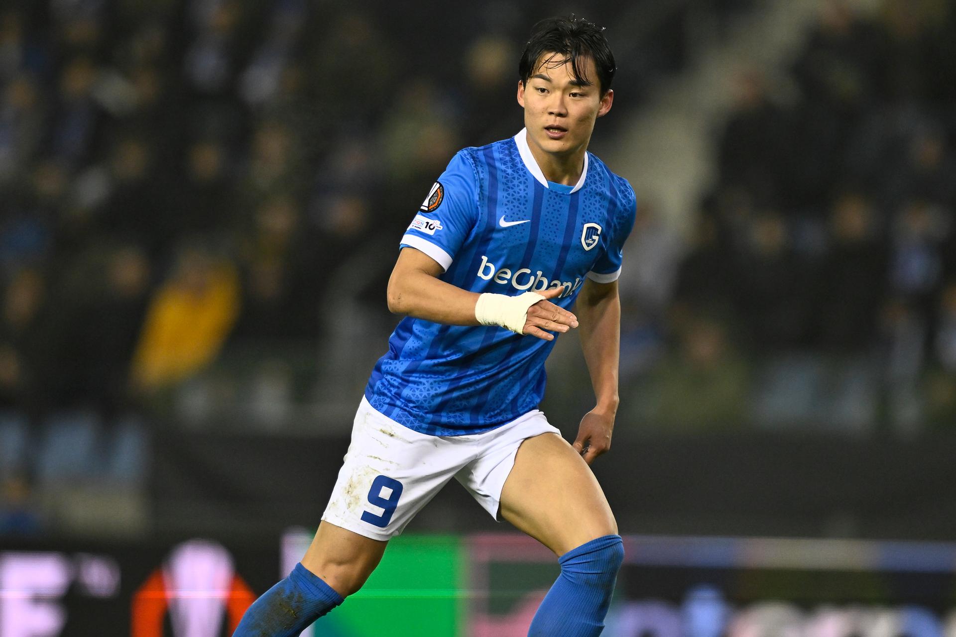Genk's Hyeon-Gyu Oh pictured during a soccer game between Belgian soccer team KRC Genk and Swedish team Malmo FF, in Genk, on Thursday 29 January 2026, on day eight of the League phase of the UEFA Europa League tournament. BELGA PHOTO JOHAN EYCKENS
