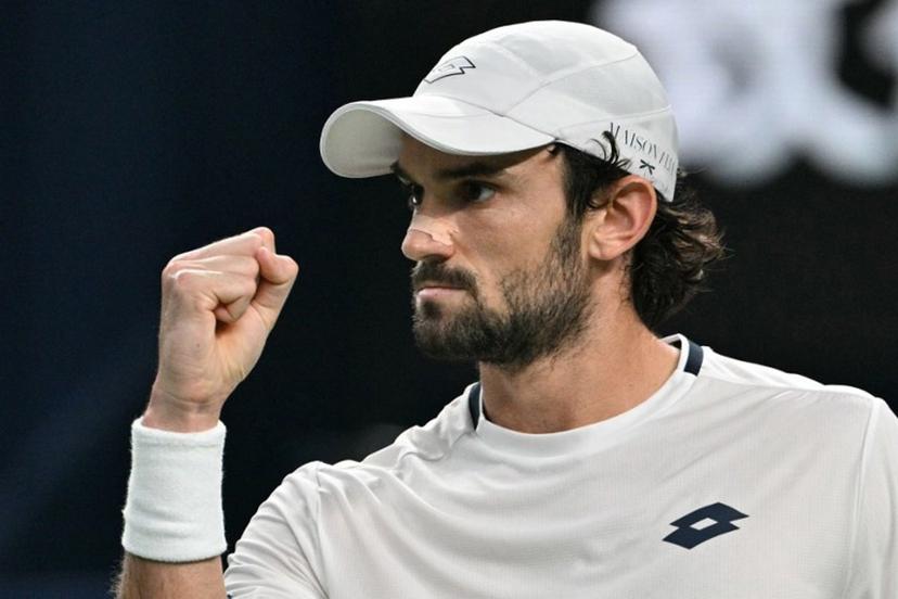 Monaco's Valentin Vacherot reacts after a point against France's Arthur Rinderknech during the men's singles final at the Shanghai Masters tennis tournament in Shanghai on October 12, 2025.  HECTOR RETAMAL / AFP