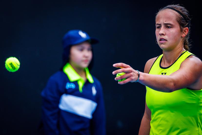Belgium¿s Hanne Vandewinkel during a qualifying match against USA¿s Carol Young Suh at the Australian Open, Melbourne Park, Melbourne, January 13, 2026.    Photo by Patrick Hamilton/SIPA USA) ---  BENELUX ONLY     ---