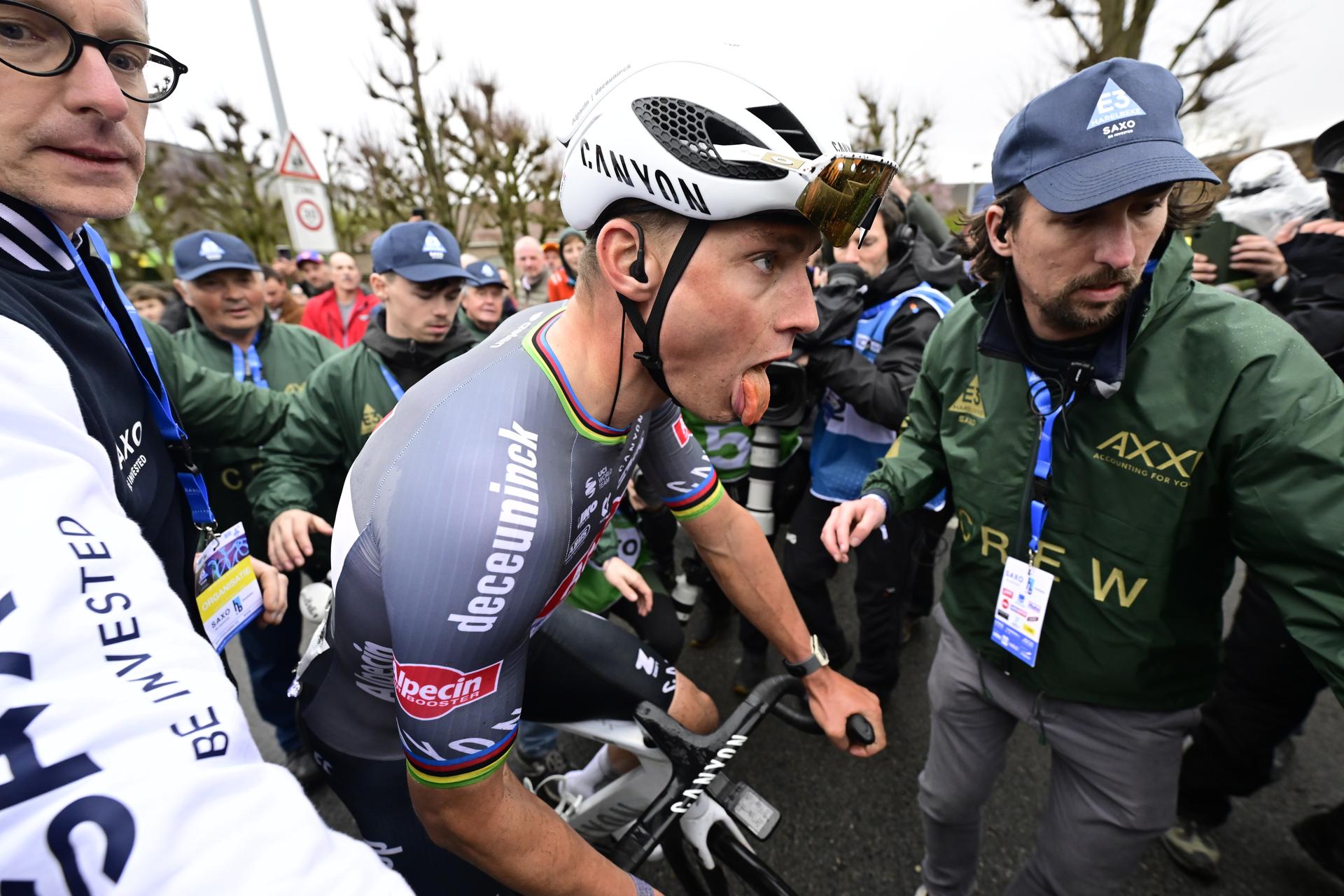 Dutch Mathieu van der Poel of Alpecin-Deceuninck and pictured after the 'E3 Saxo Bank Classic' one day cycling race, 208,8 km from and to Harelbeke, on Friday 28 March 2025. BELGA PHOTO DIRK WAEM