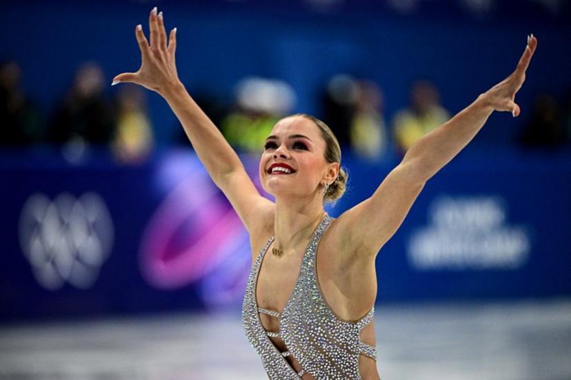 Belgium's Loena Hendrickx competes in the figure skating women's single skating short program during the Milano Cortina 2026 Winter Olympic Games at Milano Ice Skating Arena in Milan on February 17, 2026.  JULIEN DE ROSA / AFP