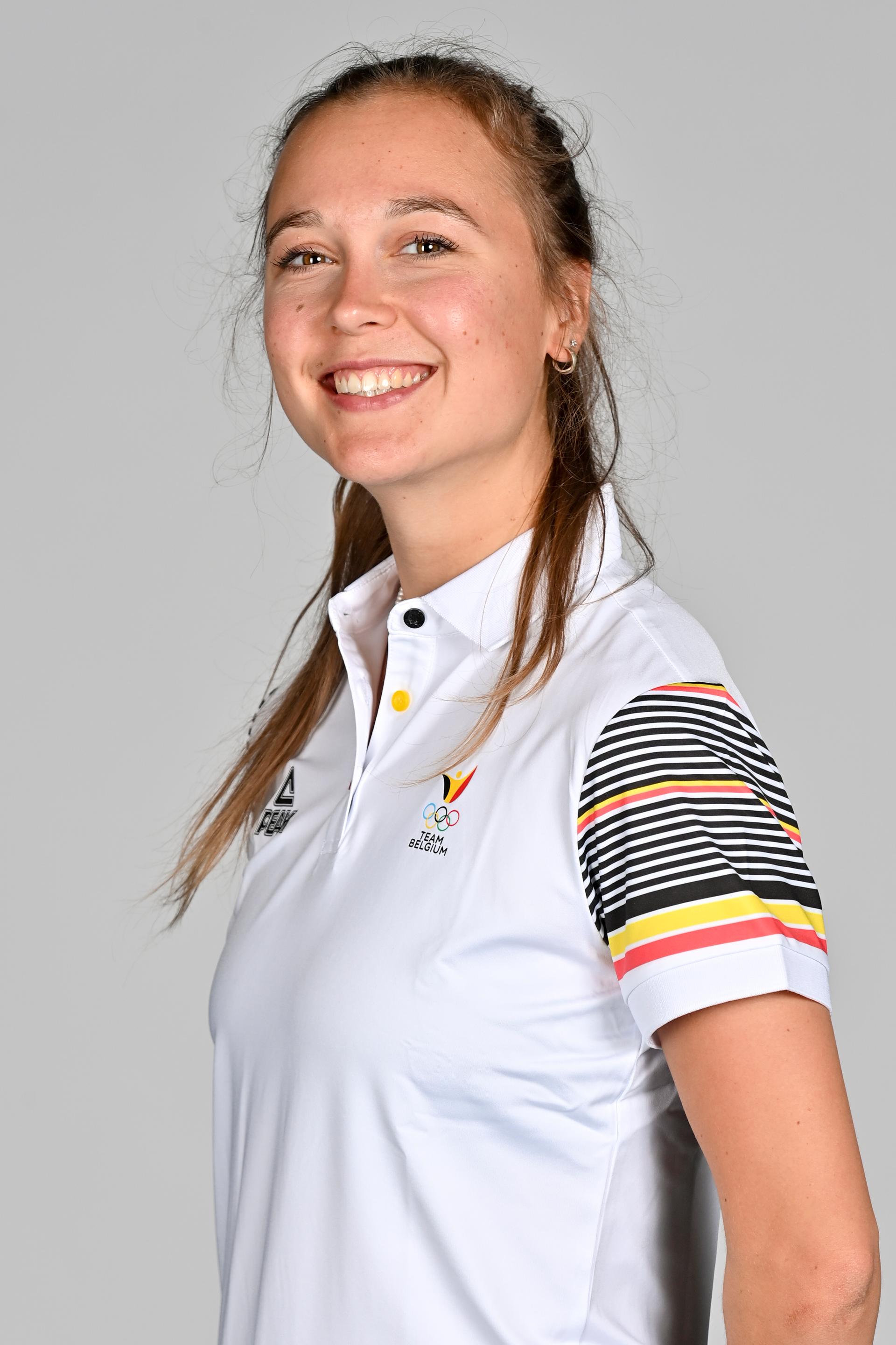Tinne Gilis poses for the photographer at a photoshoot for the Belgian Olympic Committee BOIC - COIB ahead of the The World Games 2022 sports event, Monday 20 June 2022 in Deurne, Antwerp. BELGA PHOTO DIRK WAEM