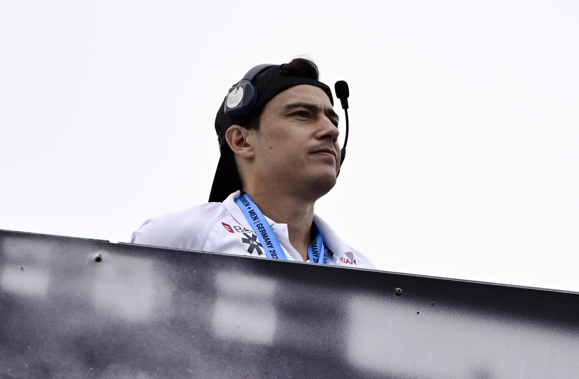 Belgium's assistant coach Thomas Briels pictured during a hockey game between Spain and the Belgian national team Red Panthers, the 'small final' to decide on the bronze medal of the 2025 women's European championships, Sunday 17 August 2025 in Monchengladbach, Germany. BELGA PHOTO ERIC LALMAND