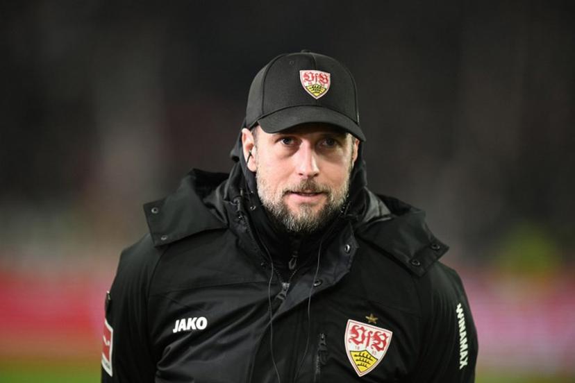 Stuttgart's German head coach Sebastian Hoeness looks on as he arrives prior to the German first division Bundesliga football match between VfB Stuttgart and FC Bayern Munich in Stuttgart, southwestern Germany on February 28, 2025.  THOMAS KIENZLE / AFP