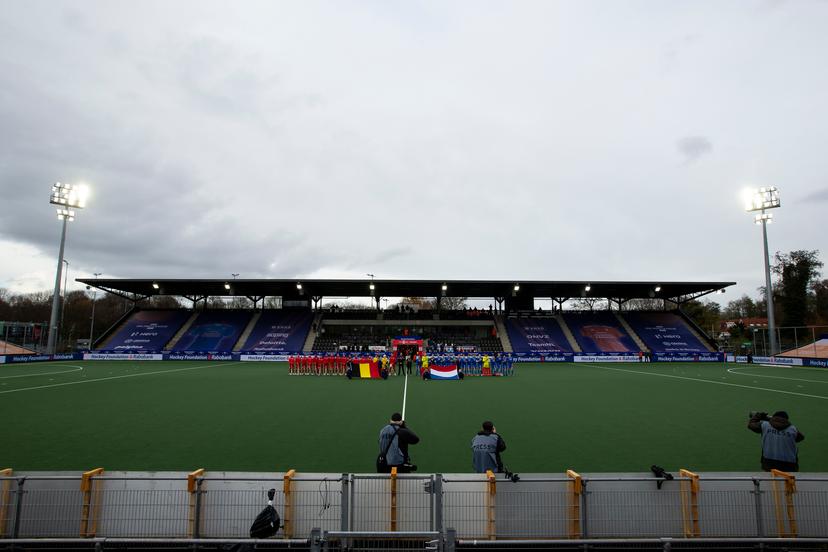 Illustration picture shows the Wagener Stadium before a hockey game between the Netherlands national team and the Belgian Red Lions, Sunday 28 November 2021 in Amstelveen, Netherlands, in the group stage (game 4 out of 16) of the men's FIH Pro League competition. BELGA PHOTO KRISTOF VAN ACCOM