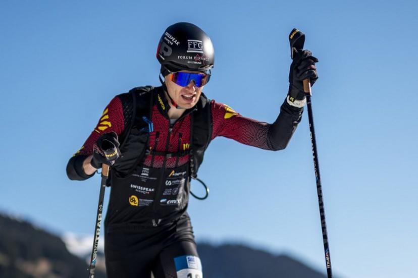 Belgium's Maximilien Drion du Chapois competes in the Men's Sprint Race at the Ski mountaineering (ISMF) World Championships in Morgins, Switzerland, on March 6, 2025.  Fabrice COFFRINI / AFP