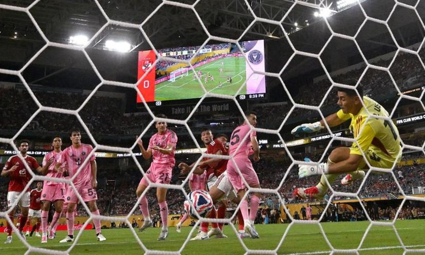 Inter Miami's Argentine goalkeeper #19 Oscar Ustari makes a save during the Club World Cup 2025 Group A football match between Egypt's Al-Ahly and US Inter Miami at the Hard Rock stadium in Miami on June 14, 2025.  PATRICIA DE MELO MOREIRA / AFP