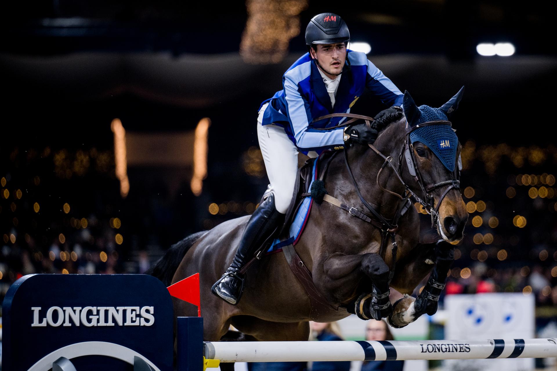 Belgian Nicola Philippaerts with Katanga v.H Dingeshof pictured in action during the FEI World Cup Jumping competition at the 'Vlaanderens Kerstjumping - Memorial Eric Wauters' equestrian event in Mechelen on Friday 30 December 2022. BELGA PHOTO JASPER JACOBS