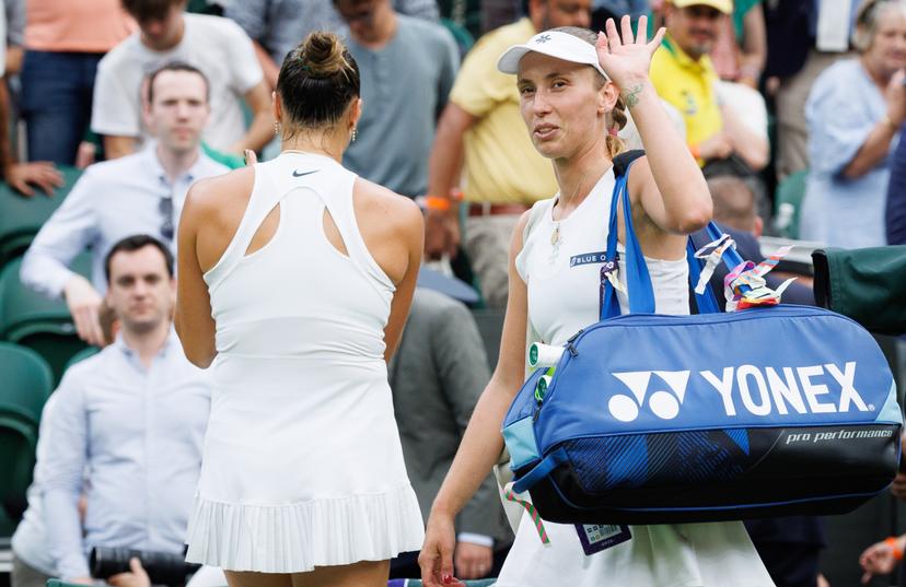 Belgian Elise Mertens pictured after a tennis match between Belgian Mertens and Belarusian Sabalenka, in the round of 16 of the women's singles at the 2025 Wimbledon grand slam tournament, Sunday 06 July 2025 at the All England Tennis Club, in South-West London, Britain. BELGA PHOTO BENOIT DOPPAGNE